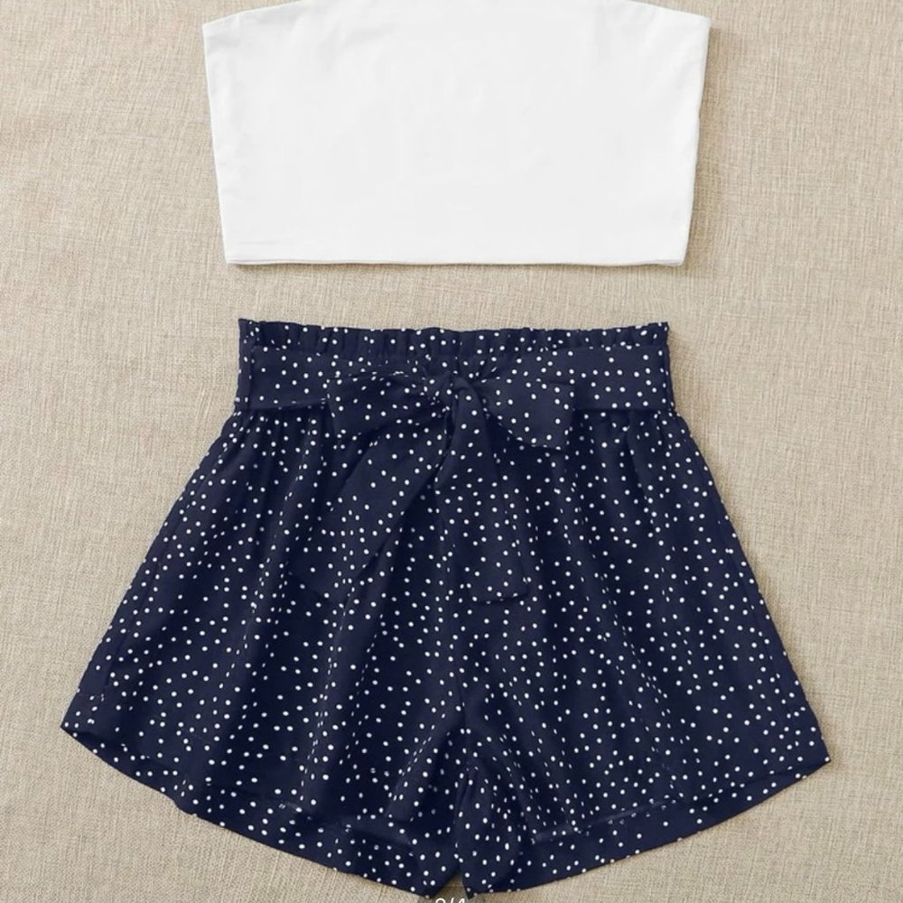 Blue polka dot shorts